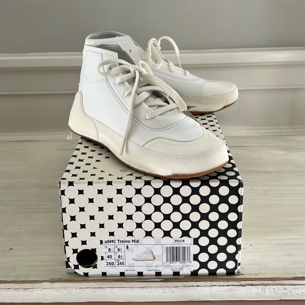 Stella McCartney for Adidas White High Top Sneakers, Size 8